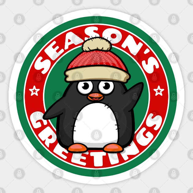 Seasons Greetings Penguin Sticker by Ferrous Frog